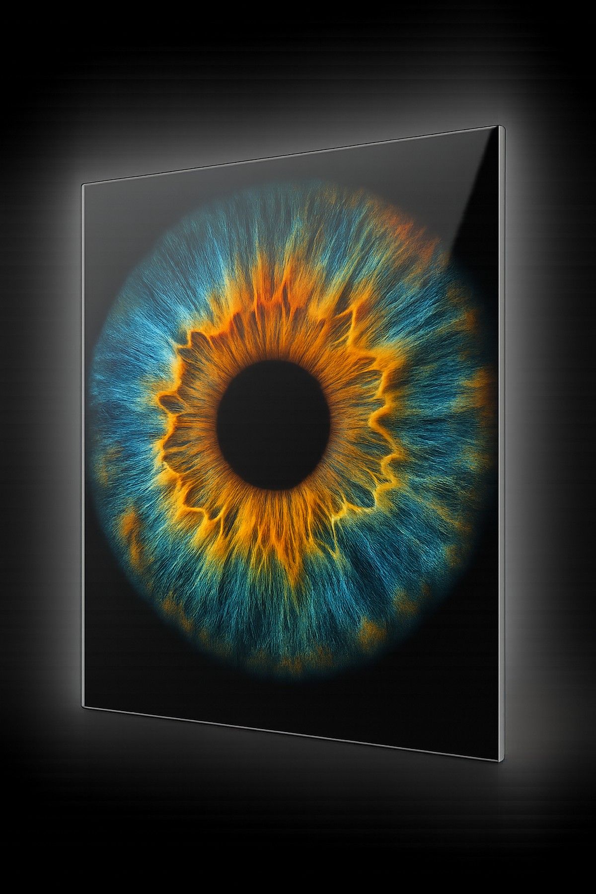 Iris-Wandbild in einem Wohnraum